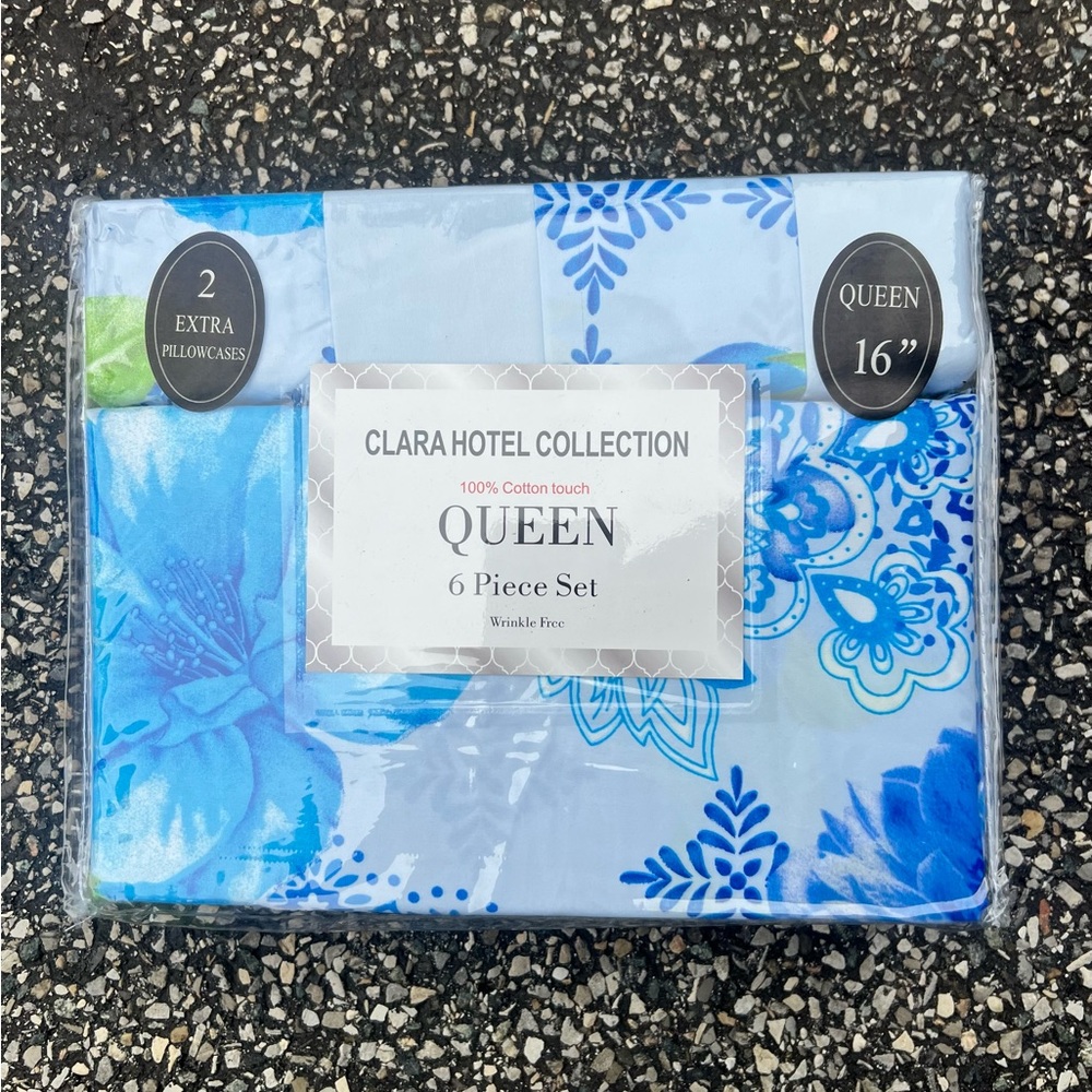 Hotel Collection Blue Sheets Queen Set - Picture 10 of 11